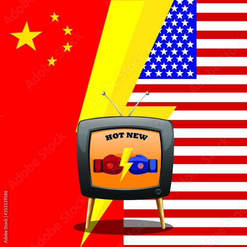 USA and China war trade concept. Huawei case problem.
