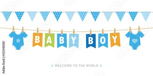 its a boy welcome greeting card for childbirth vector illustration EPS10