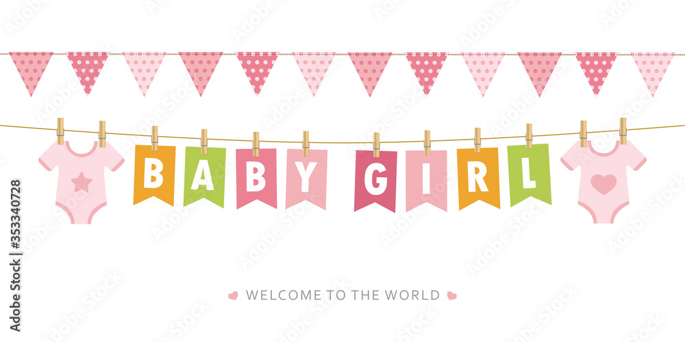 its a girl welcome greeting card for childbirth vector illustration EPS10 its a girl welcome greeting card for childbirth vector illustration EPS10