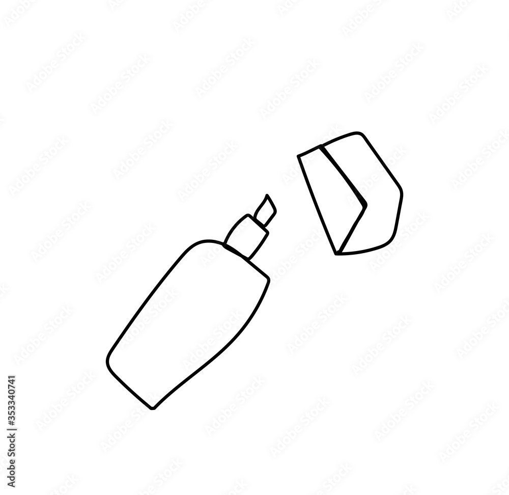 One vector marker hand drawn black line.A thing and an accessory for studying on a white background.A simple illustration of the doodle style office.Design for posters,social networks,web,card. One vector marker hand drawn black line.A thing and an accessory for studying on a white background.A simple illustration of the doodle style office.Design for posters,social networks,web,card.