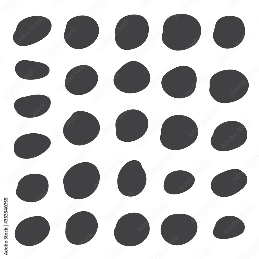 Set of black simply doodle random shapes. Organic blob round fluid form collection Set of black simply doodle random shapes. Organic blob round fluid form collection