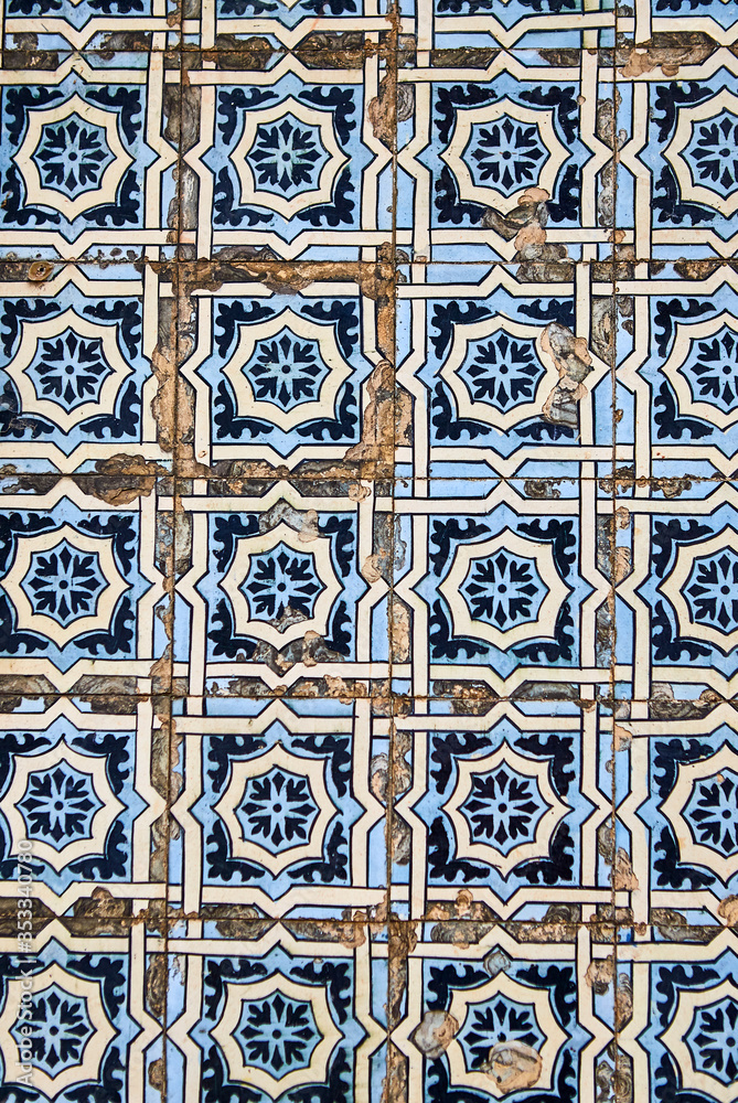 Traditional ornate portuguese decorative color tiles azulejos. Abstract background. Seamless colorful patchwork in turkish style.