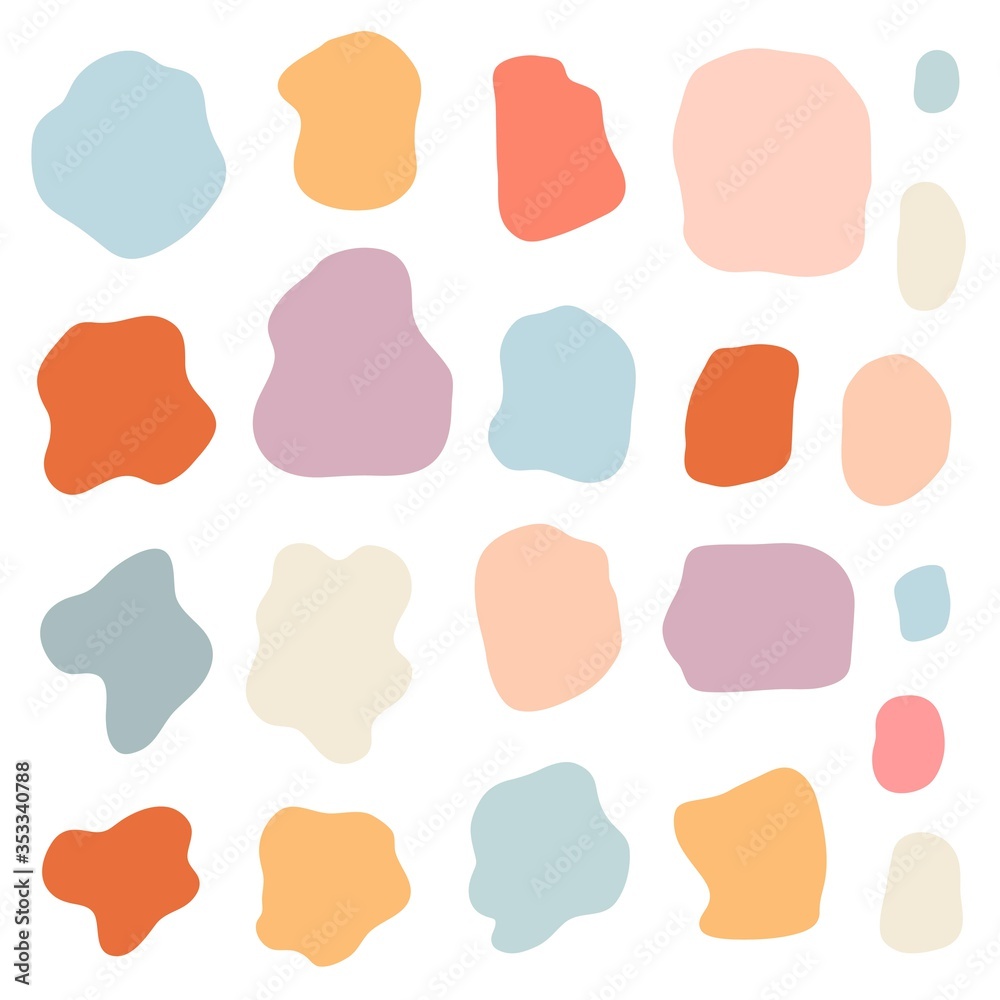 Set of simply doodle random shapes. Modern color organic blob fluid form collection Set of simply doodle random shapes. Modern color organic blob fluid form collection