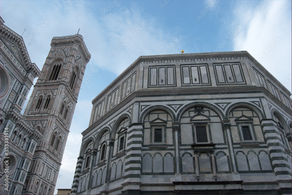 Florence, Italy: a view of the Giotto belltower and Saint John Baptistery Florence, Italy: a view of the Giotto belltower and Saint John Baptistery
