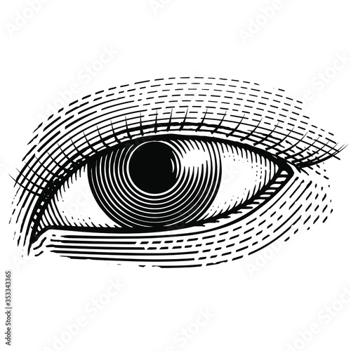 Illustration of a human eye in a vintage style