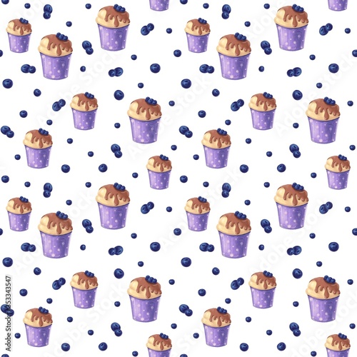 seamless pattern with cupcakes. Design for textile, fabric, wallpaper, packaging 