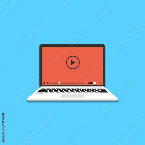 laptop with a laptop on the screen .vector youtube video player icon 
