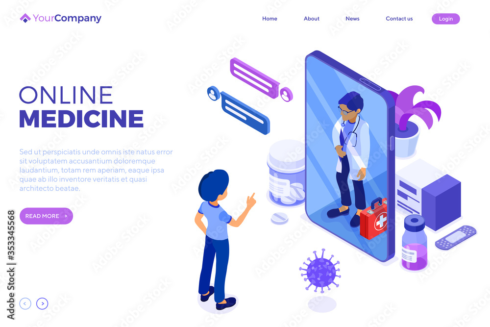 Online Doctor and Medical Diagnostics Isometric