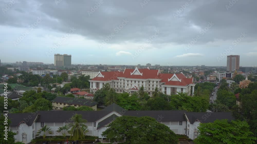 City of Vientiane, Laos With View of Office of Prime Minister Building Built in Traditional Southeast Asia Architecture Style City of Vientiane, Laos With View of Office of Prime Minister Building Built in Traditional Southeast Asia Architecture Style
