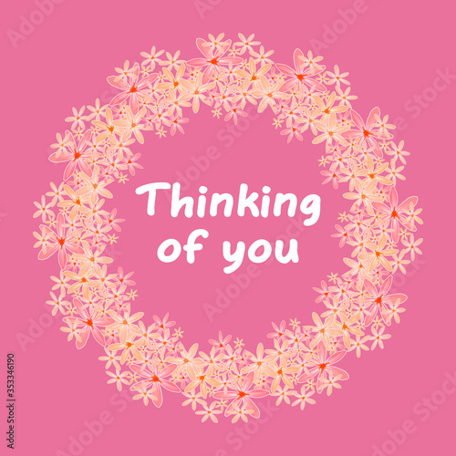 Thinking of you. Small white spring flower. Eps10 vector stock illustration 