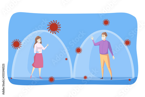 Coronavirus, social distancing, infection, protection concept