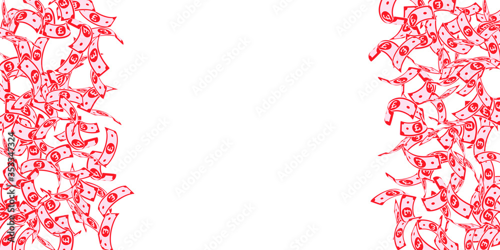 British pound notes falling. Floating GBP bills on British pound notes falling. Floating GBP bills on