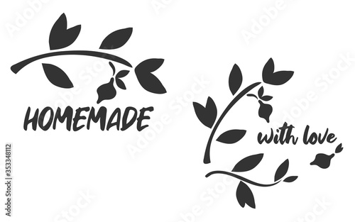 Homemade lemonade, vector doodle logo, label, emblem for summer drink menu. Badges, labels and logo elements in black and white colors. Vector