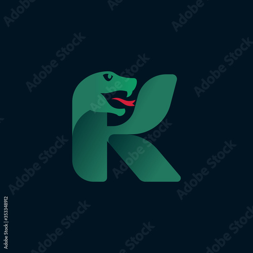 K letter logo with snake head silhouette.