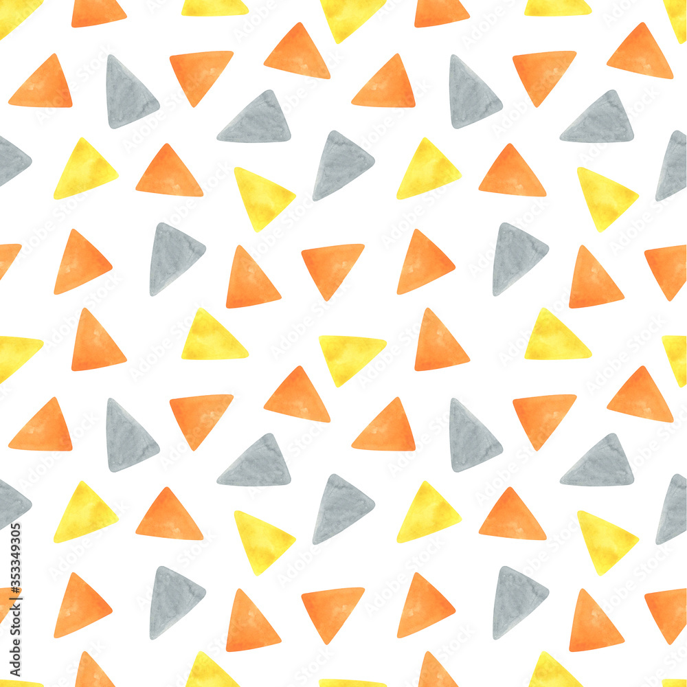 Watercolor triangle seamless pattern, geometric background. polygonal style. Trend color yellow and gray, mosaic Watercolor triangle seamless pattern, geometric background. polygonal style. Trend color yellow and gray, mosaic