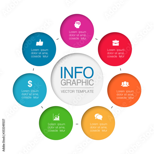 Vector iInfographic template for business, presentations, web design, 7 options.