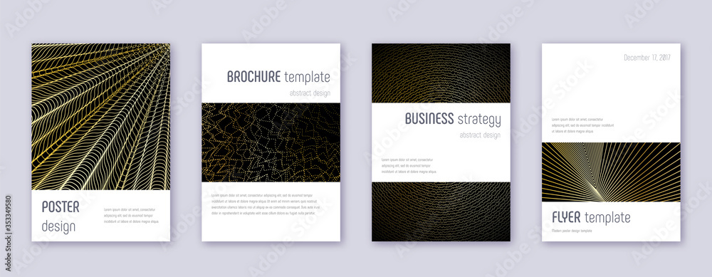 Minimalistic brochure design template set. Gold ab