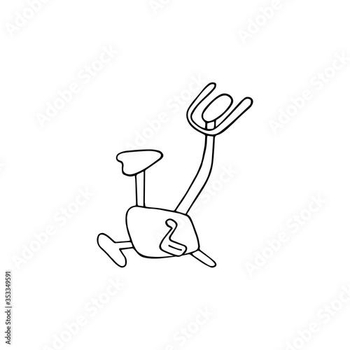 Exercise bike icon. Hand drawn doodle vector illustration