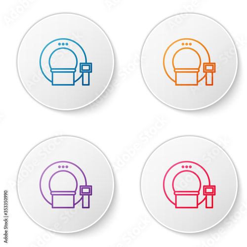 Color line Tomography icon isolated on white background. Medical scanner, radiation. Diagnosis, radiology, magnetic resonance therapy. Set icons in circle buttons. Vector Illustration