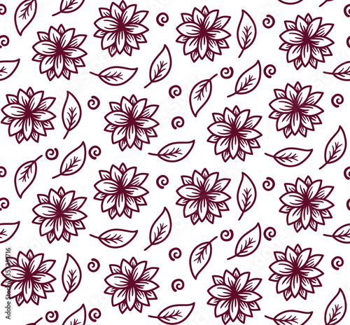 Floral flowers seamless vector pattern