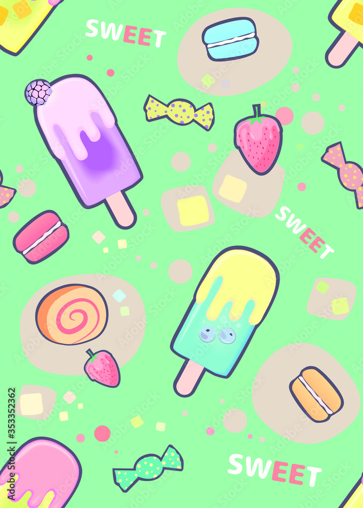 colorful delicious sweets vector seamless texture