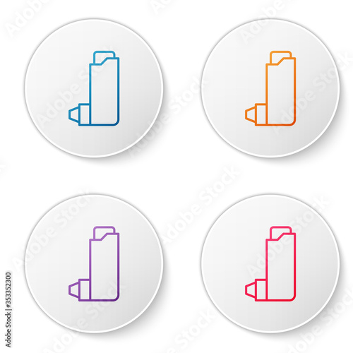 Color line Inhaler icon isolated on white background. Breather for cough relief, inhalation, allergic patient. Set icons in circle buttons. Vector Illustration