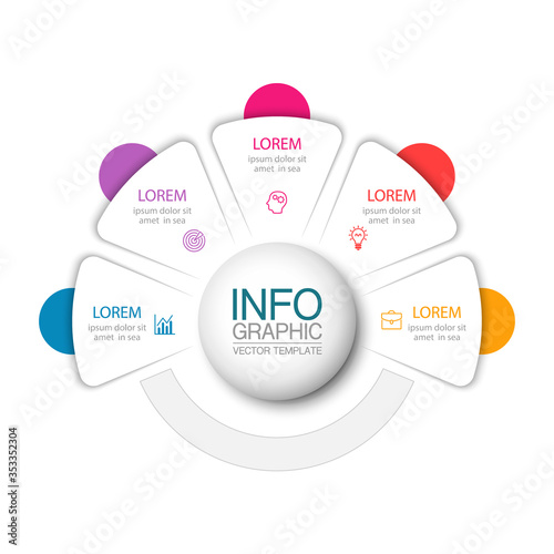 Vector iInfographic template for business, presentations, web design, 5 options.