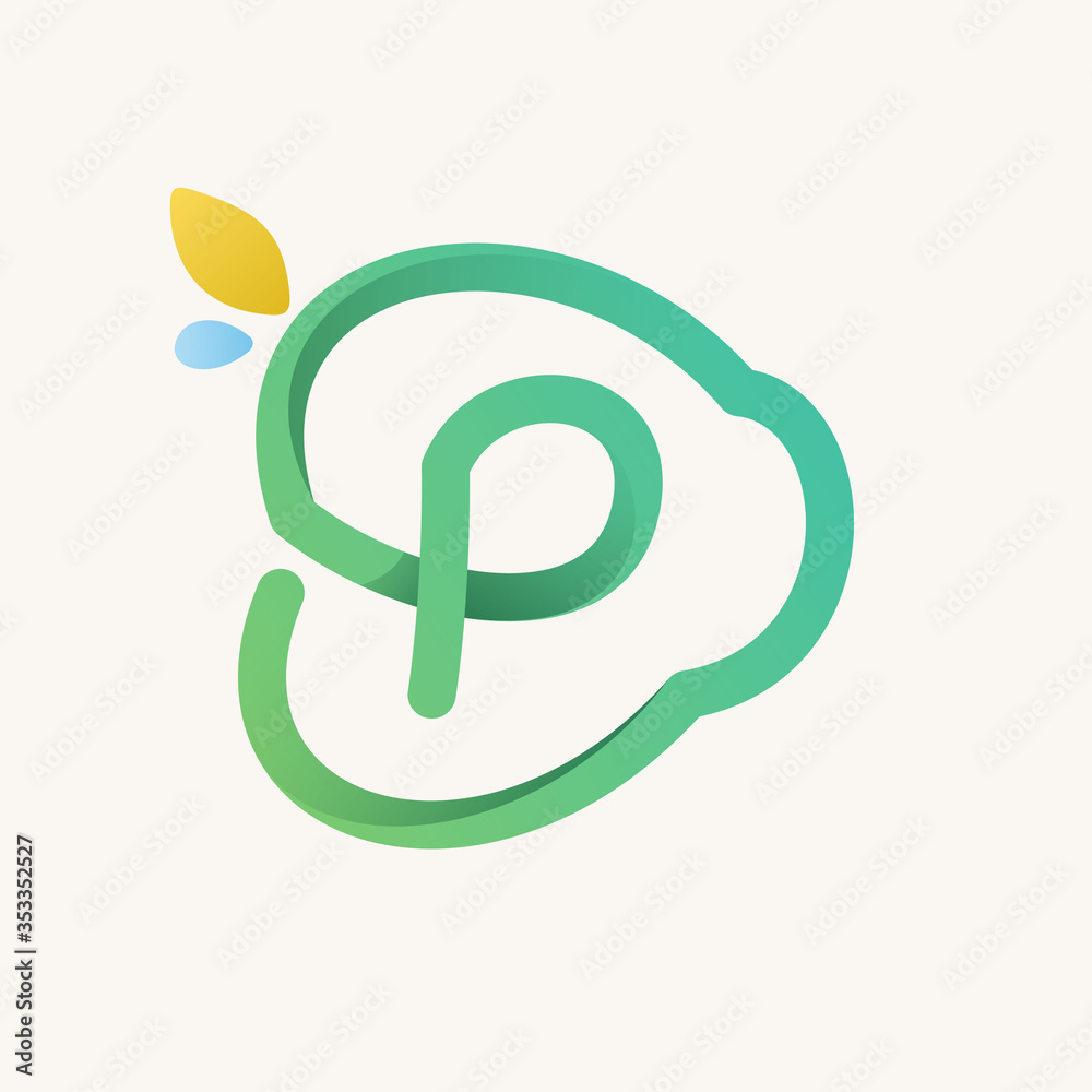 P letter green line logo. P letter green line logo.