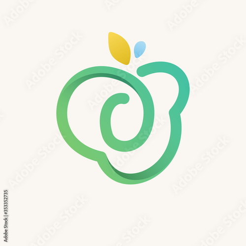 O letter green line logo.