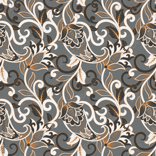 Paisley Damask seamless pattern. Floral vector background