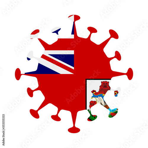 Flag of Bermuda in virus shape. Country sign. Vector illustration.