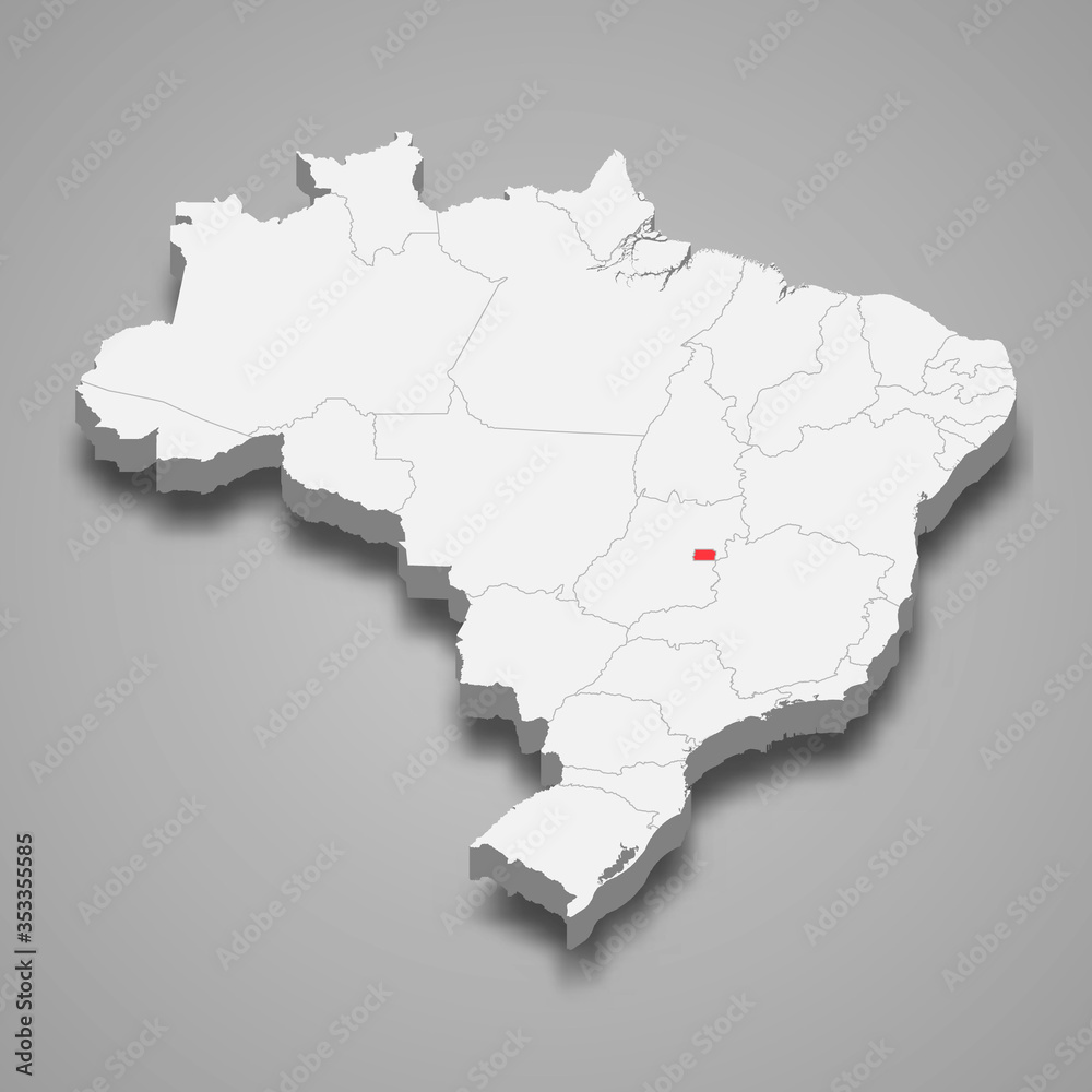 distrito federal state location within Brazil 3d map Template for your design distrito federal state location within Brazil 3d map Template for your design