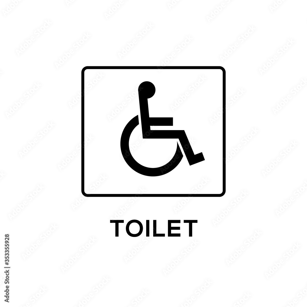 Handicap signage vector wc invalid icon. Disable toilet access wheelchair sign design Handicap signage vector wc invalid icon. Disable toilet access wheelchair sign design