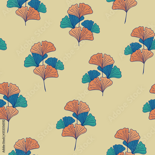Floral vector seamless repeat pattern.Tropical foliage in bright vibrant colors.