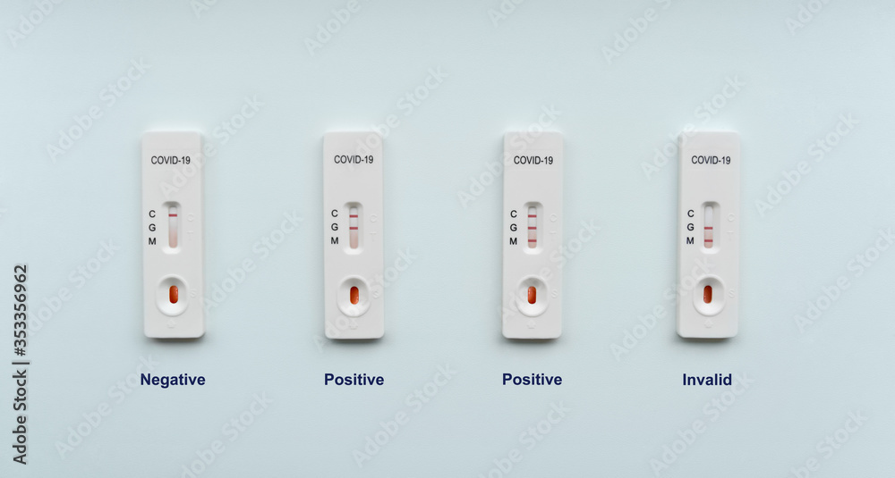 Rapid test on COVID19 antibodies. Cassettes with different test