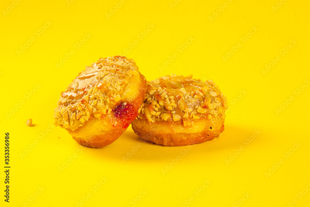 Gourmet doughnuts with strawberry jam jelly filling