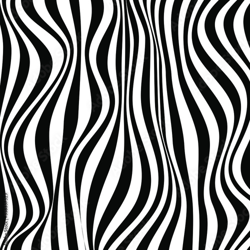 Abstract optical art background. Black and white wave stripes isolated. Vector illustration