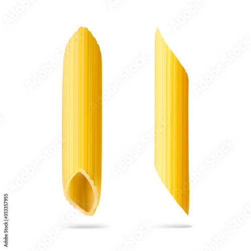 Hight realistic penne pasta. Vector illustration isolated on white background. Can be use for template your design, promo, adv. EPS10.
