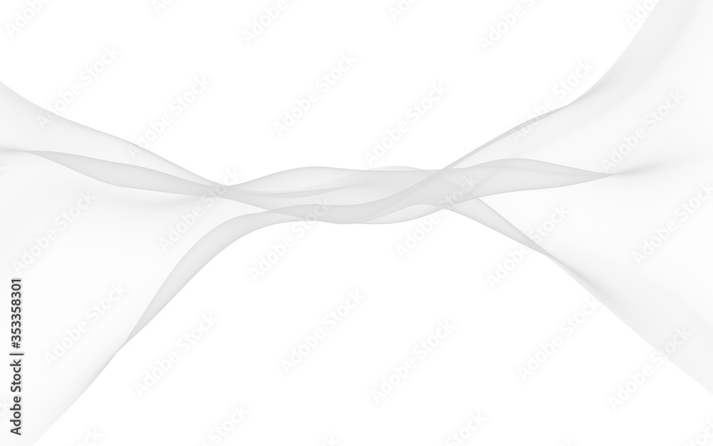 White abstract background. Fluttering white scarf. Waving on wind white fabric. 3D illustration White abstract background. Fluttering white scarf. Waving on wind white fabric. 3D illustration