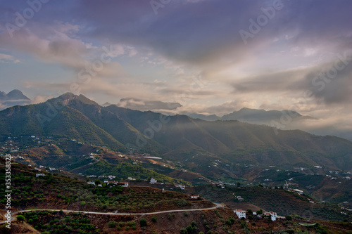 Countryside surrounding the town of Frigiliana, Malaga Province, Axarquia, Andalusia, southern Spain.