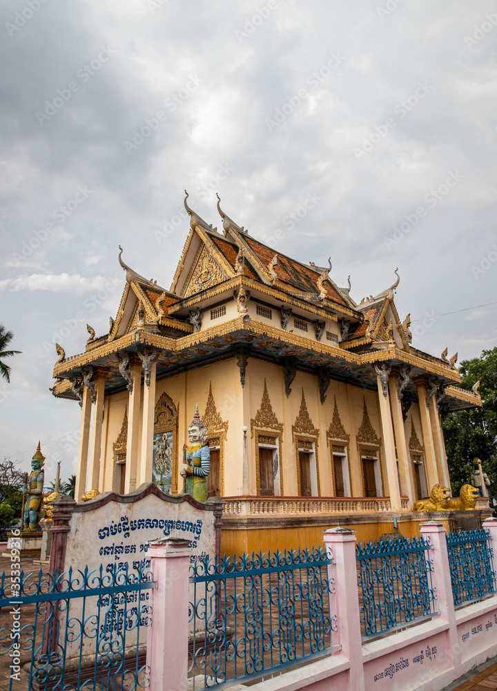 Naklejka premium Wat Sangker (Sangke Pagoda), a Buddhist temple of Battambang, Cambodia