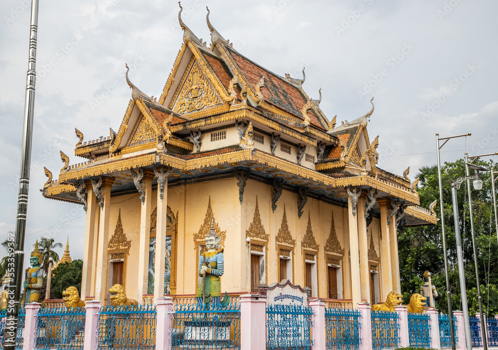 Naklejka premium Wat Sangker (Sangke Pagoda), a Buddhist temple of Battambang, Cambodia