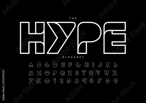 Fotografiet Vector of stylized modern font and alphabet