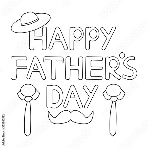 Happy Father's day card. Coloring page.