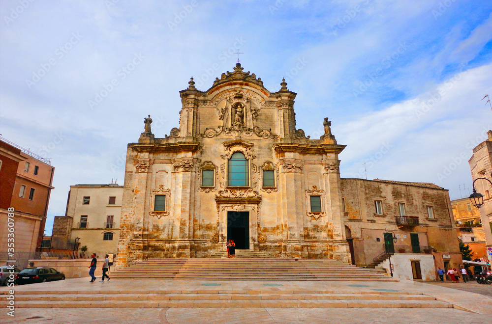  Matera historic center, Church of San Francesco d'Assisi. UNESCO World Heritage Site, European Capital of Culture 2019              