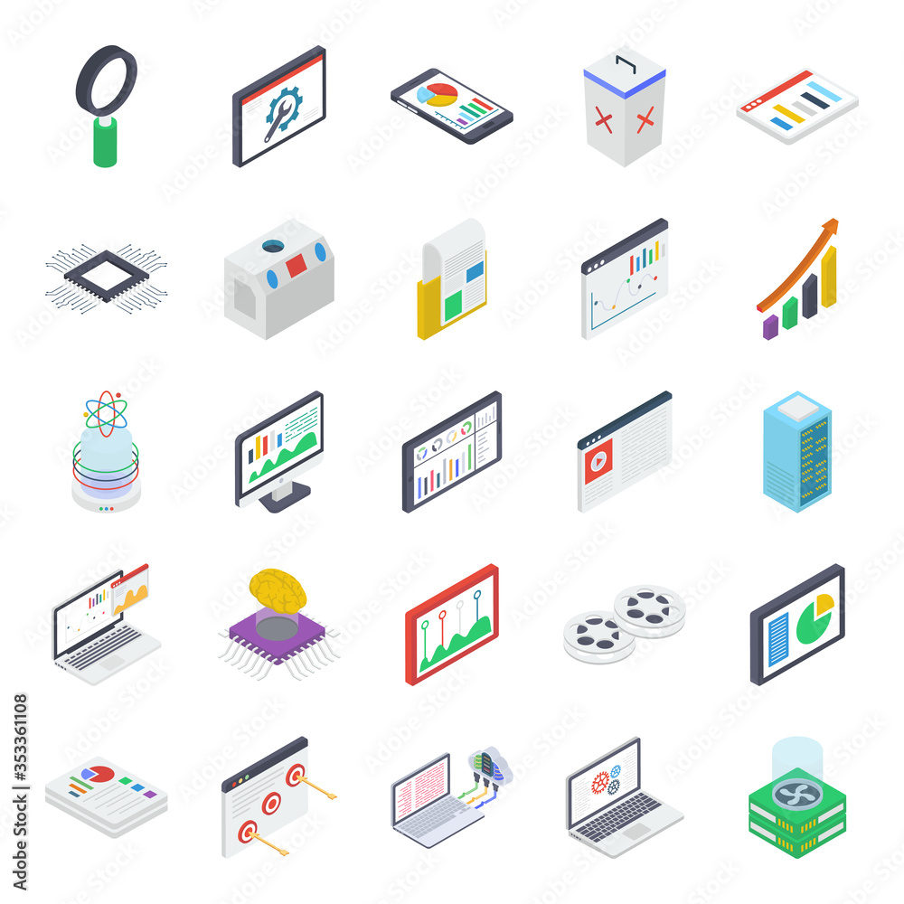 Web Analytics Isometric Icons Pack
Web Analytics Isometric Icons Pack