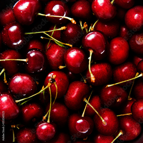 Food. Fresh cherry. Red.