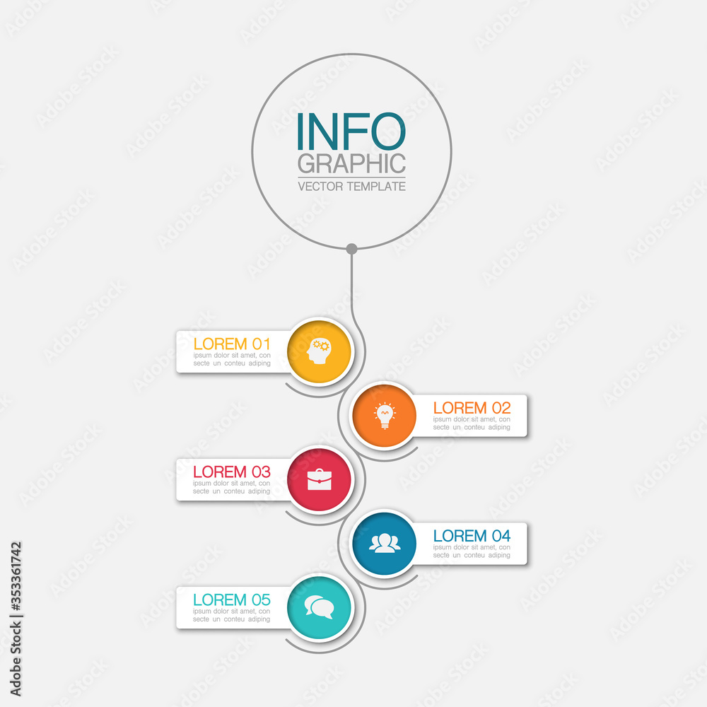 Vector iInfographic template for business, presentations, web design, 5 options.