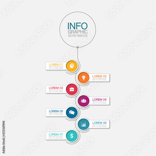 Vector iInfographic template for business, presentations, web design, 7 options.