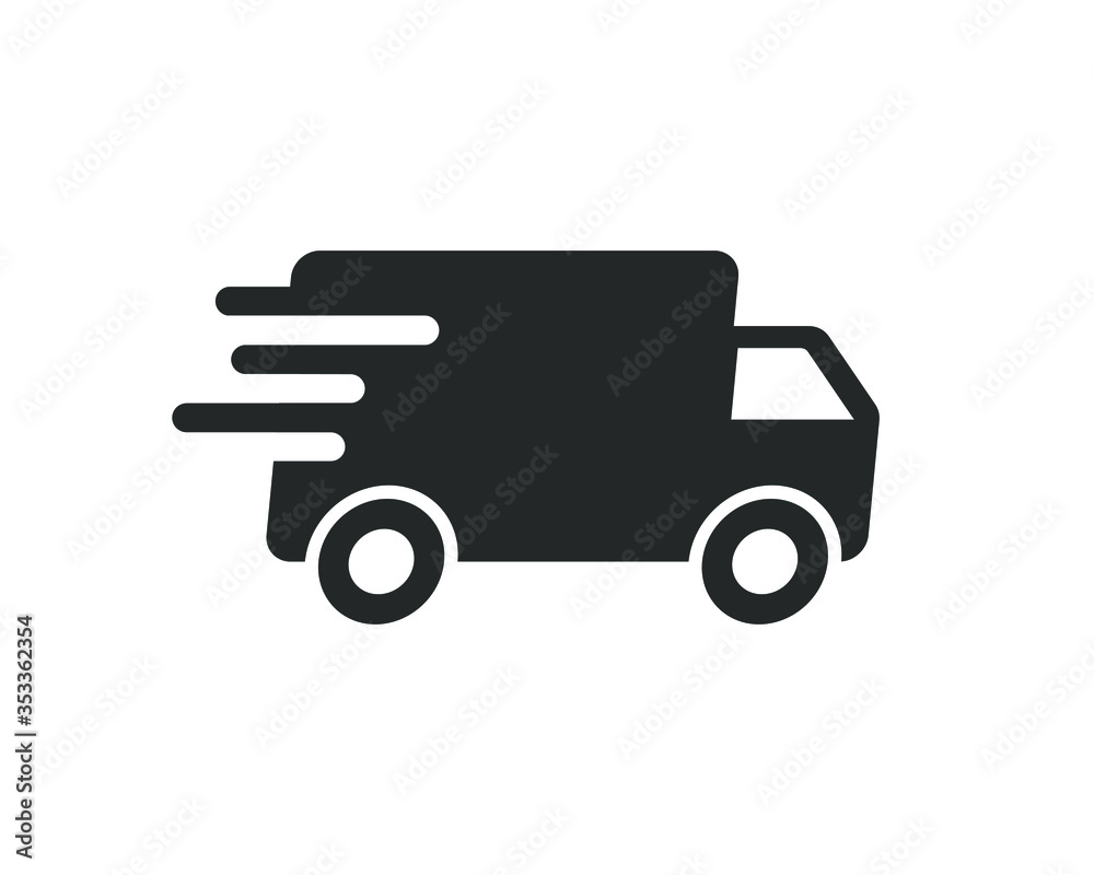 Fast shipping delivery truck icon shape. Web store logo symbol sign ...